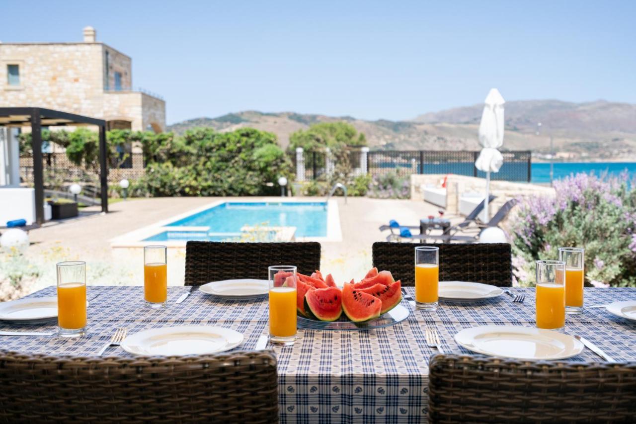Beachfront Villa Turquoise With Private Pool, Bbq And Ping Pong Table خانيا المظهر الخارجي الصورة